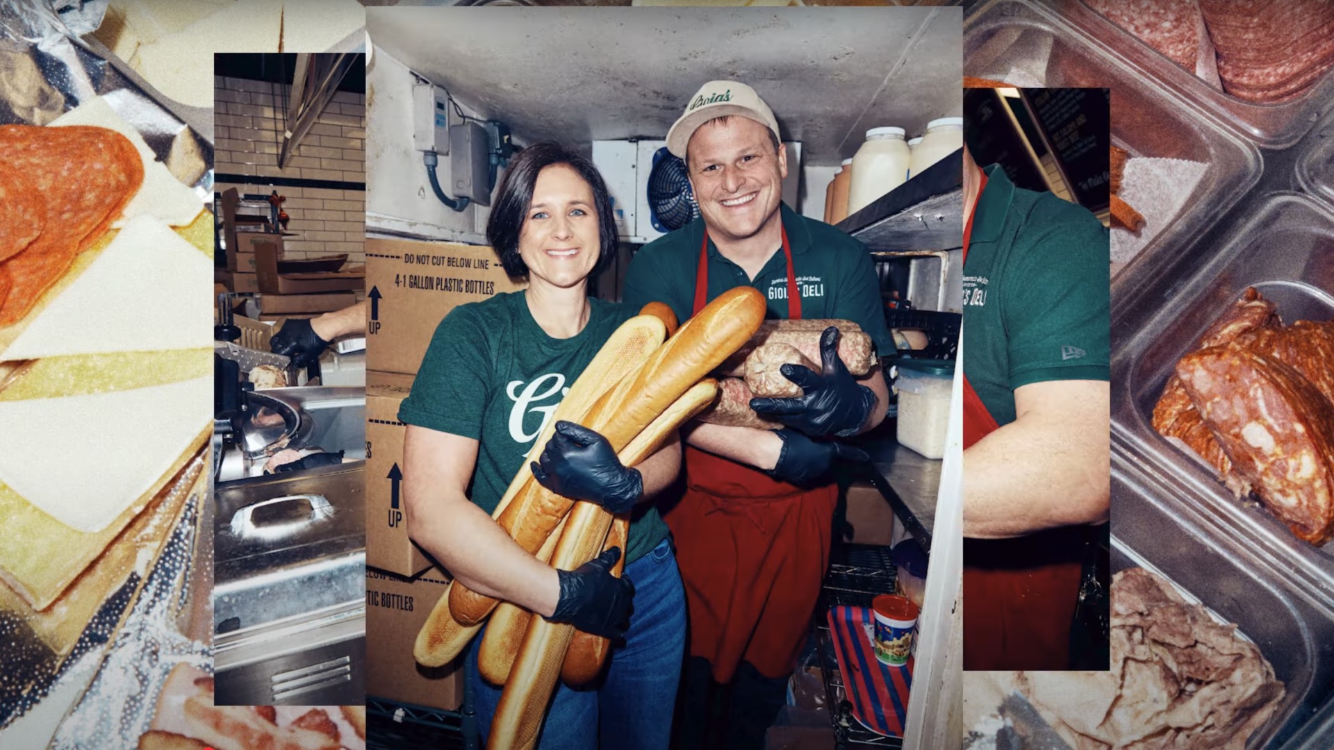 A merchant team working together in a busy market